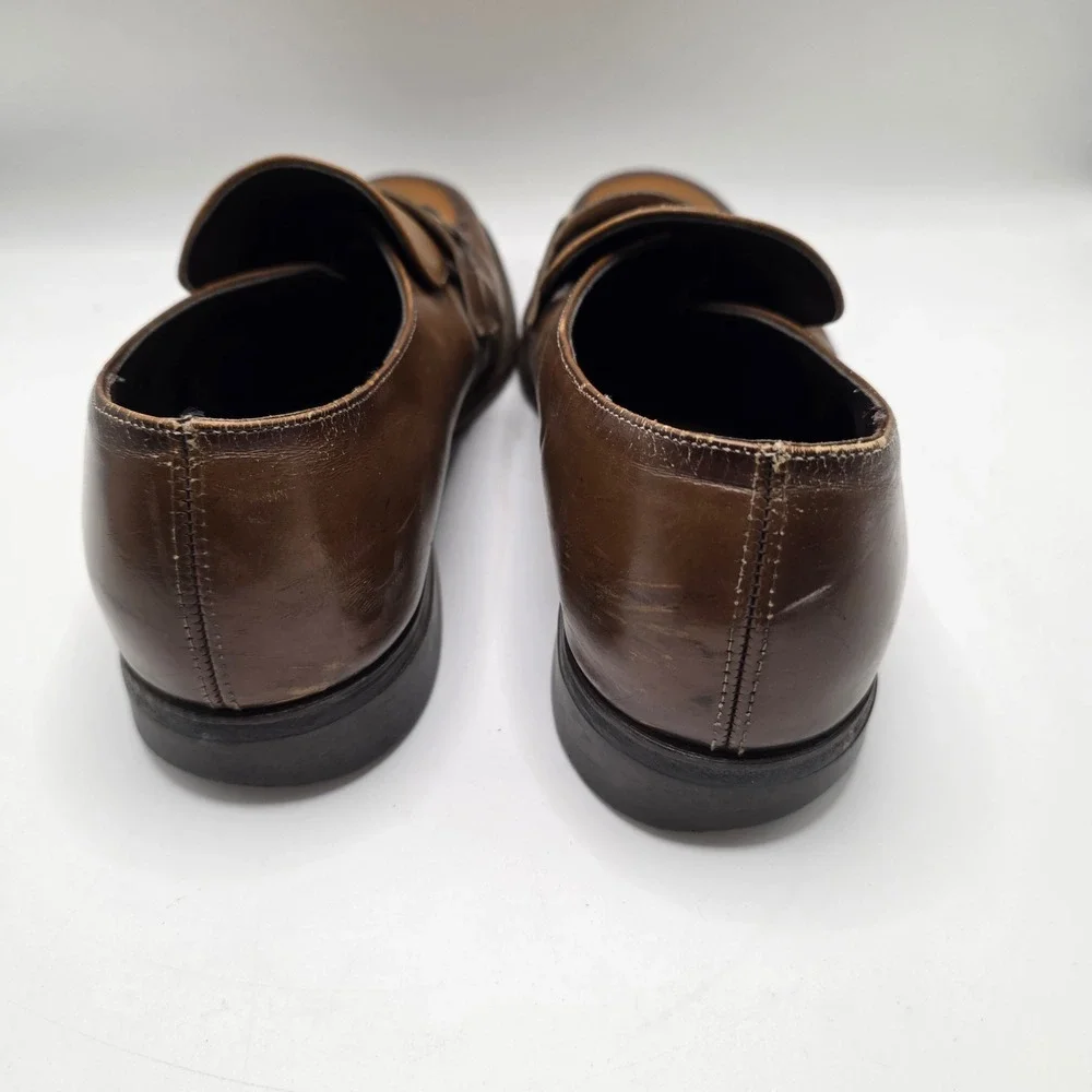 Vintage Mens Brown Leather Horsebit Loafers Leather Sole Dress Shoes Size 13